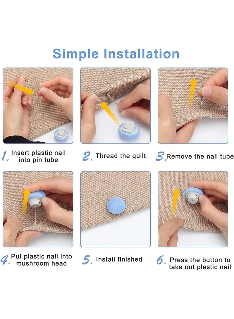 هابي هوم مشابك لحمل اللحاف وغطاء البطانية، مشابك تثبيت الملاءات والأغطية، دبابيس تثبيت الفراش على شكل فطر، حامل ملاءات مقاوم للانزلاق، إكسسوارات السرير للحفاظ على البطانيات واللحاف | عبوة 12 قطعة- أزرق - Image 5